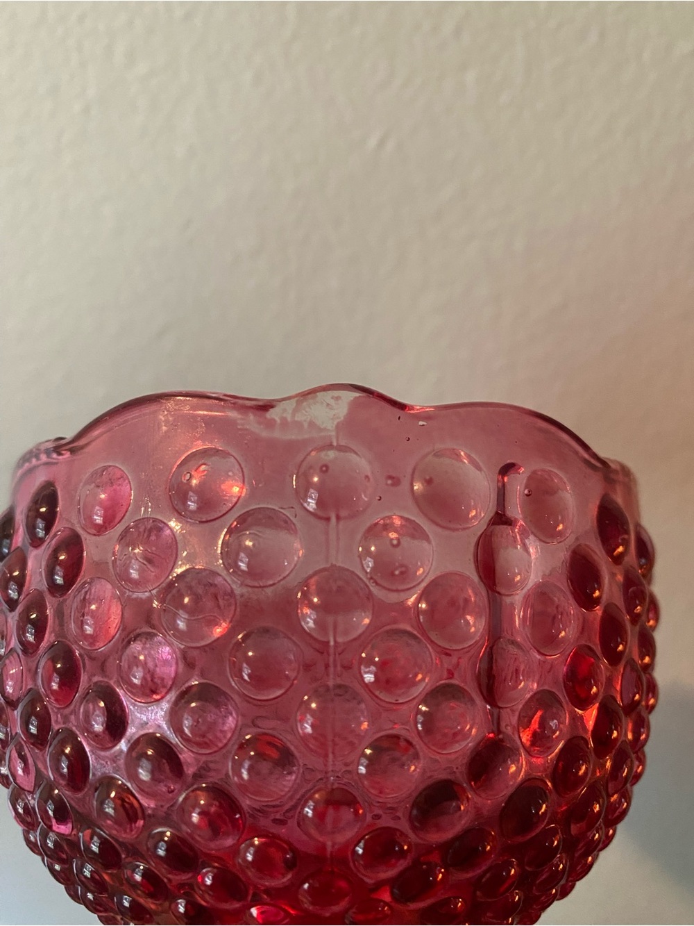 Vintage Cranberry Hobnail Glass Fairy Lamp - Picture 6 of 6